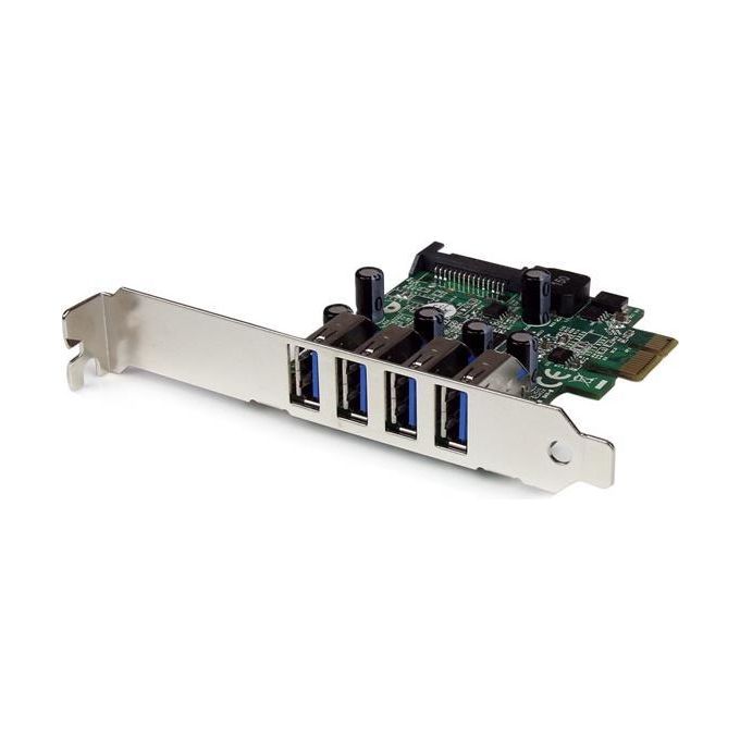 StarTech.com Adattatore scheda controller PCI Express PCIe SuperSpeed USB 3.0 (5Gbps) a 4 porte con UASP Alimentazione SATA (PEXUSB3S4V) 4 Ext