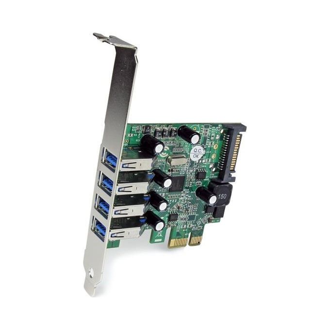StarTech.com Adattatore scheda controller PCI Express PCIe SuperSpeed USB 3.0 (5Gbps) a 4 porte con UASP Alimentazione SATA (PEXUSB3S4V) 4 Ext