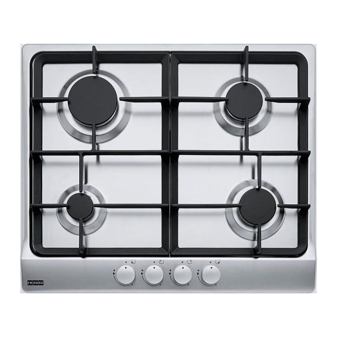 Franke 106.0459.550 Smart Linear Piano cottura Gas 60 cm 4 fuochi Tripla Corona griglie ghisa colore Acciaio Inox