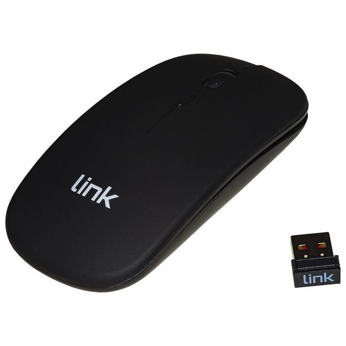 Link LKMOS34 Mouse Wireless Ottico 1600 DPI 2.4 GHz Batteria Ricaricabile 300 mAh Ricevitore USB colore Nero