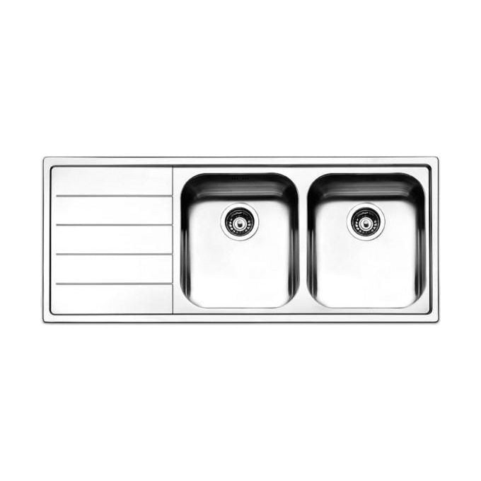 Apell LN1162ILBC Serie Linear Lavello da Incasso 116x50cm 2 Vasche a Destra Gocciolatoio Sinistro Acciaio Inox