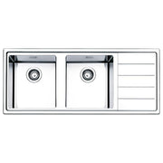 Apell LN1162 Linear Lavello Montato a Parete 2 Vasche con Gocciolatoio Acciaio Inox Spazzolato (116x50x22.5 cm) colore Acciaio Inox Spazzolato