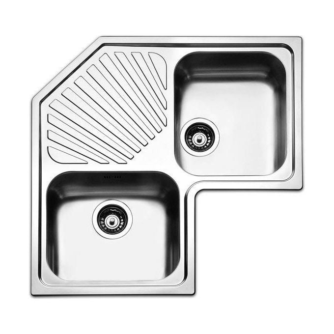 Apell ROAN2IBC Serie Roma Lavello Acciaio Inox da Incasso ad Angolo Gocciolatoio centrale 2 Vasche laterali 83x83cm