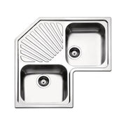 Apell ROAN2IAC Serie Roma Lavello Acciaio Inox Antigraffio da Incasso ad Angolo Gocciolatoio centrale 2 vasche laterali 83x83cm