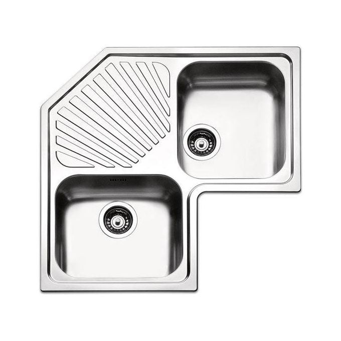Apell ROAN2IAC Serie Roma Lavello Acciaio Inox Antigraffio da Incasso ad Angolo Gocciolatoio centrale 2 vasche laterali 83x83cm