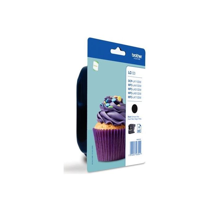 Brother LC123BK Cartuccia Inkjet Originale Inchiostro a Pigmento 600 Pagine colore Nero