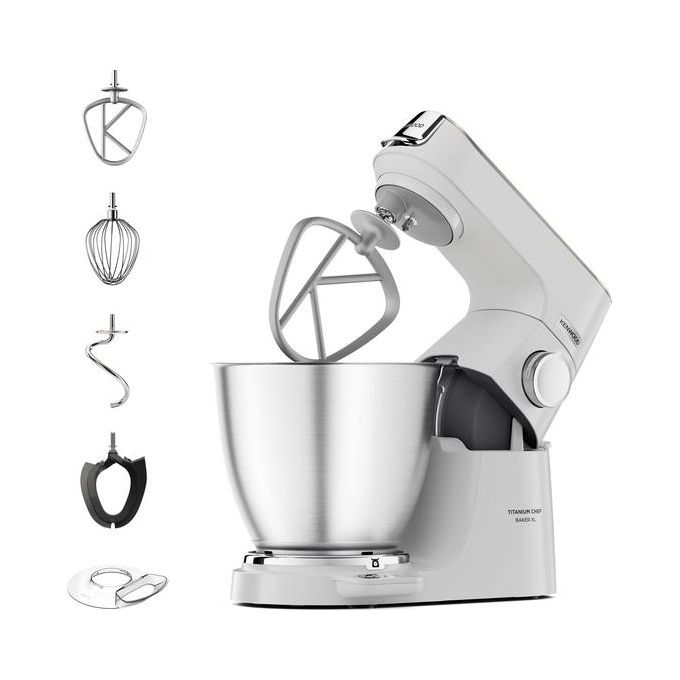 Kenwood KVL65.001WH Titanium Chef Baker XL Lite Impastatrice Planetaria 1200W ciotola 7L bilancia integrata 6 velocita' colore Bianco