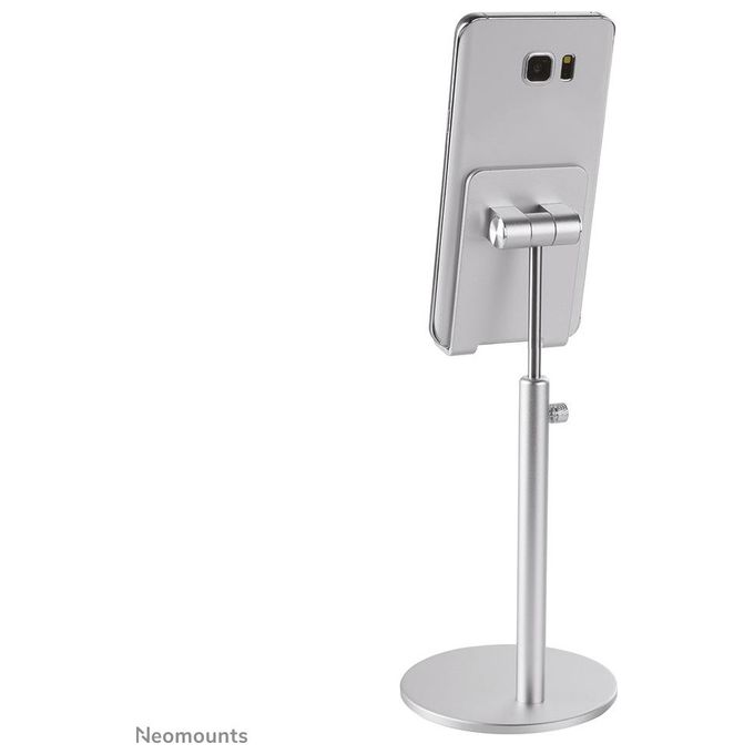 Neomounts DS10-200SL1 Supporto per Telefono regolabile in altezza da 17 a 27 5 cm inclinazione 180° rotazione 360° colore Argento