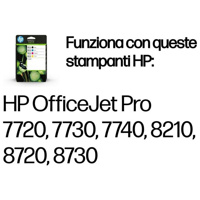 HP 6ZC69AE 953 Cartuccia Originale Inkjet Resa Standard 4 Pezzi Nero Ciano Magenta Giallo colore Nero