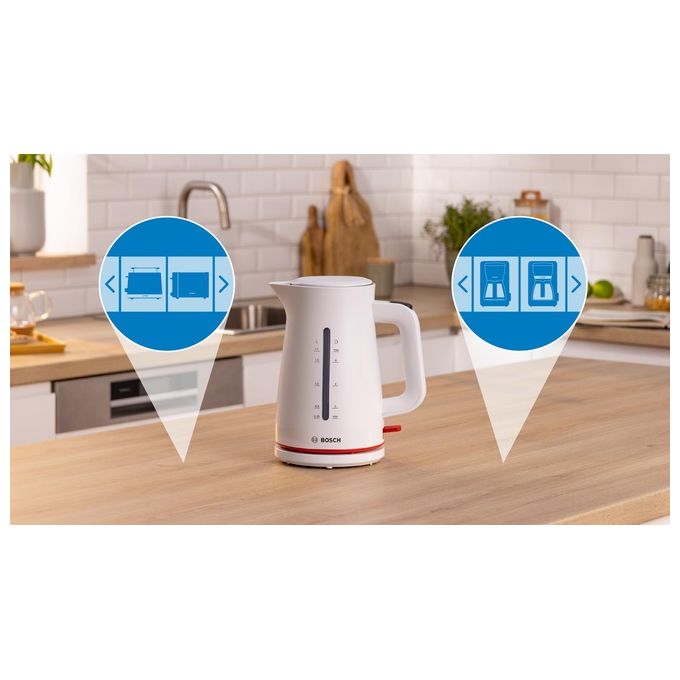 Bosch TWK3M121 MyMoment Bollitore Elettrico 1.7 L 2400 W Spegnimento Automatico Filtro Anticalcare colore Bianco