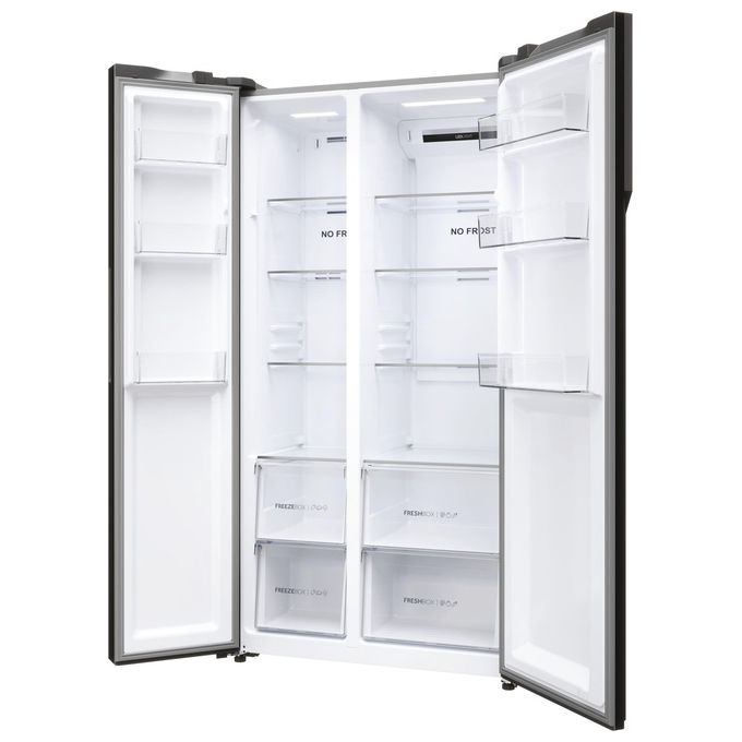 Haier HSR5918DNMP Serie 5 Frigorifero Side by Side 528 L 177,5 cm Classe D 38 dB Total No Frost Multi Airflow colore Platinum Inox