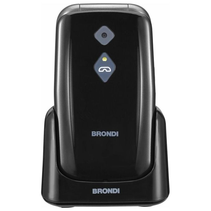 Brondi 8015908810301 Amico Sicuro Plus Telefono Cellulare Dual SIM 2.8'' Tasto SOS Braccialetto SOS Base Ricarica colore Nero