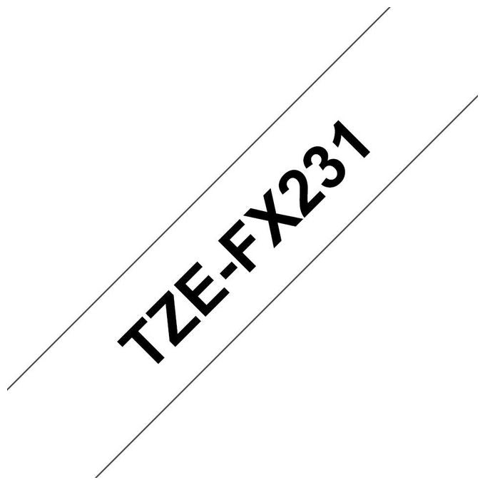 Brother Nastro Tz 12mm Nero Bianco Fless