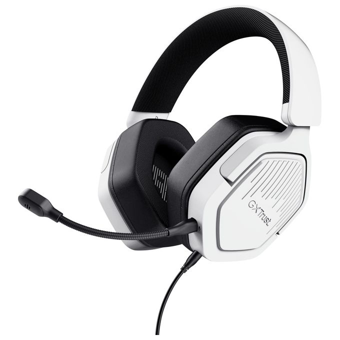 Trust cuffie gaming gxt492w carus bianche over ear multipiattaforma microfono removibile
