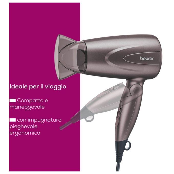 Beurer HC 17 Asciugacapelli Compatto Pieghevole 1300W Nero