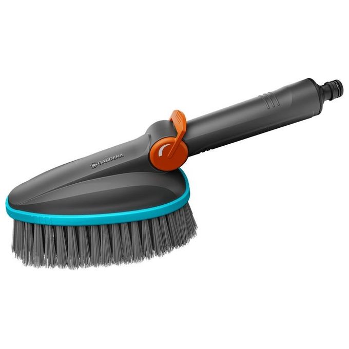 Gardena 18842-20 Cleansystem Idrospazzola Manicata M Soft Setole Morbide Regolazione Flusso Acqua colore Verde Grigio Arancione
