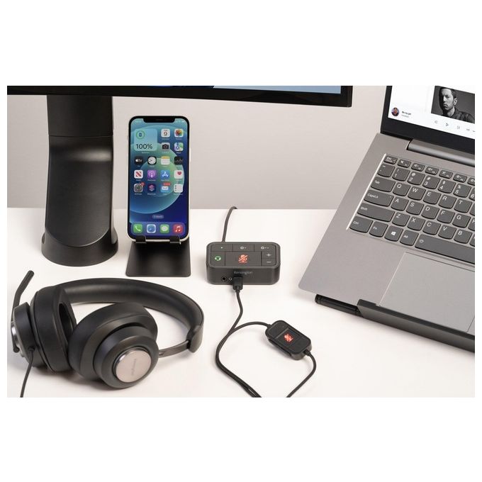 Kensington K83451WW H2000 Cuffie Over-Ear USB-C con Microfono Cancellazione Rumore Plug and Play colore Nero
