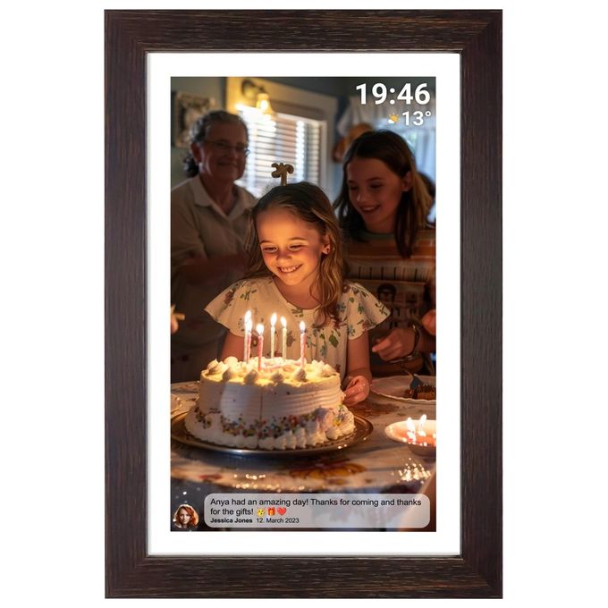 Denver PFF-1543DW Frameo Cornice Digitale 15.6'' Full HD Touchscreen Wi-Fi 16 GB MicroSD colore Marrone