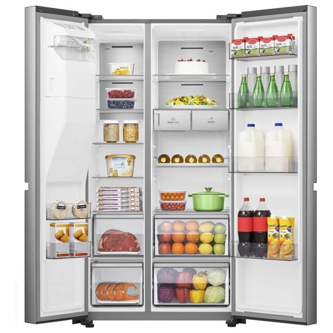 Hisense RS818N4TIE Frigorifero Side by Side 632 L 179 cm Classe E 38 dB Total No Frost WiFi Dispenser Acqua e Ghiaccio colore Acciaio Inox
