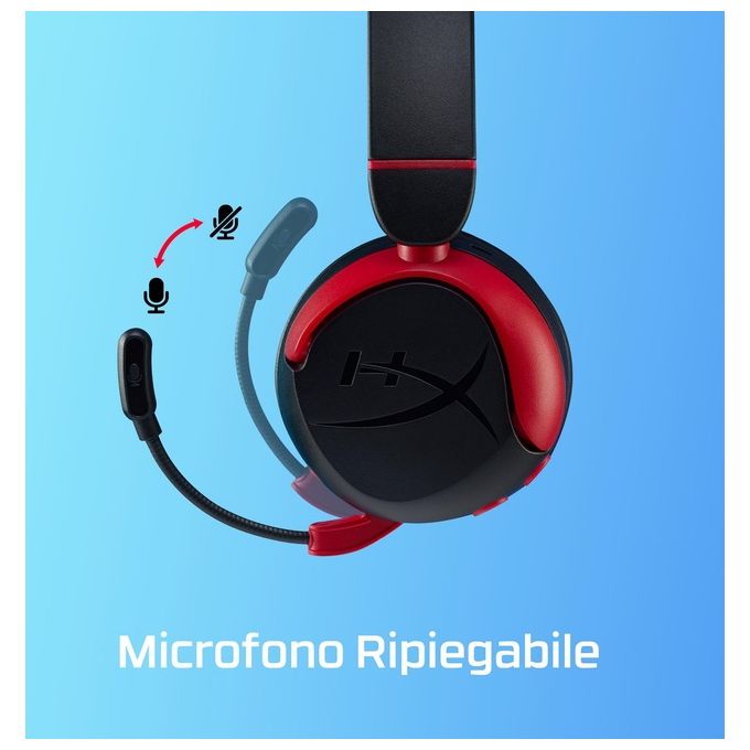 HyperX 7G8F1AA Cloud Mini Cuffie Gaming Wireless Bluetooth 5.3 Microfono Flip-to-mute 25h autonomia colore Nero