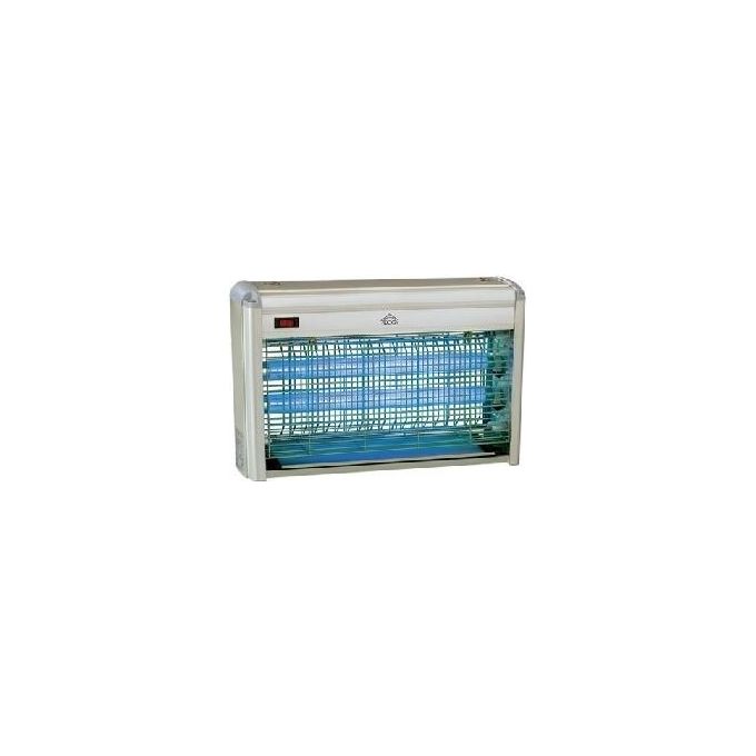 DCG ZA4010 Zanzariera Elettrica 40W con 2 Tubi Fluorescenti Griglia Protettiva in Metallo Vaschetta Raccolta Insetti colore Grigio