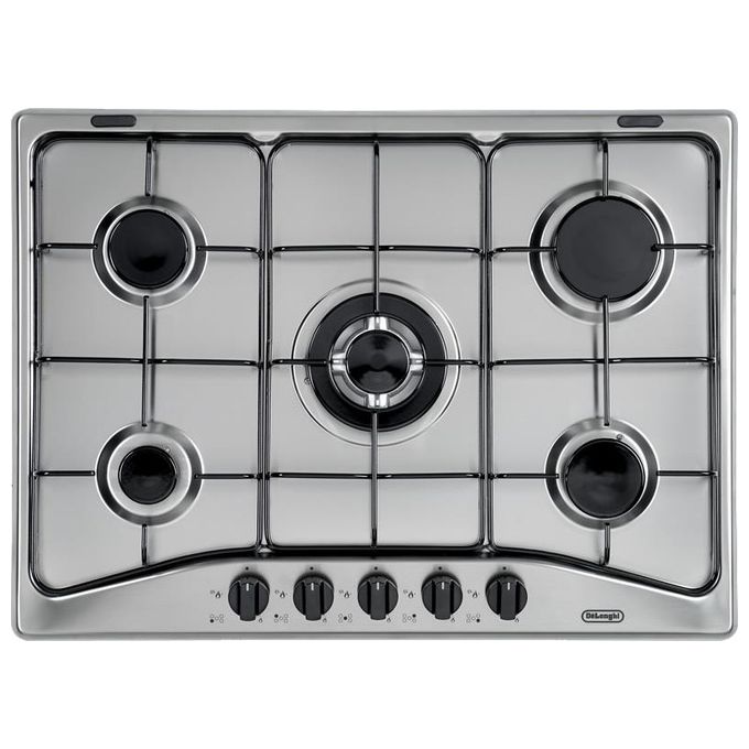 DeLonghi YAF57ASV Piano Cottura a Gas 5 Zone 1 Bruciatore Tripla Corona 68 cm Acciaio Inox
