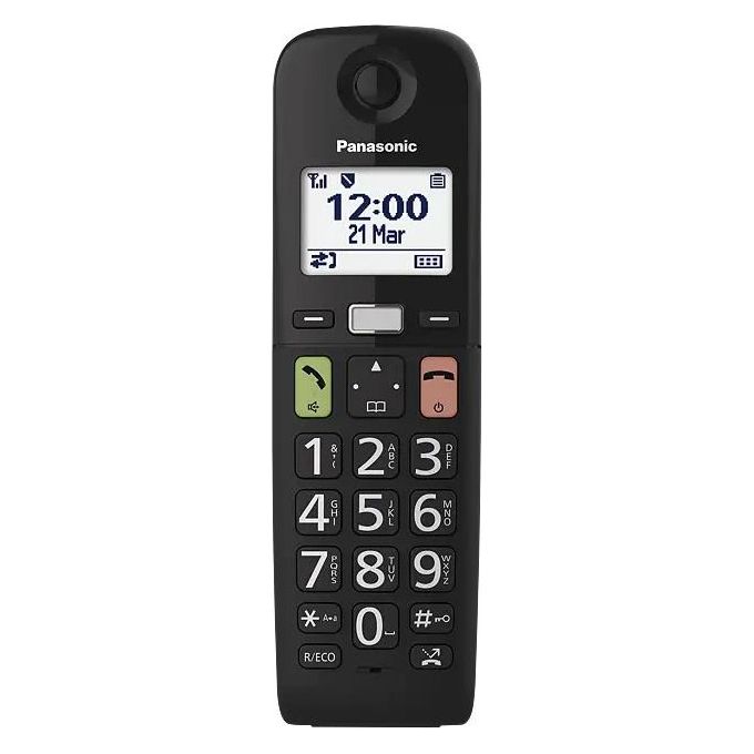 Panasonic KX-TGU112EXB Telefono Cordless DECT Duo 2 Cornette Tasti Grandi Schermo LCD 1.8'' Blocco Chiamate Compatibile Apparecchi Acustici colore Nero