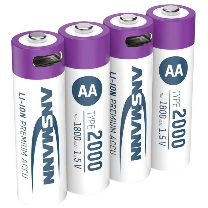 Ansmann Lithium Akku Mignon AA 1800mAh  Cable 4 Pezzi