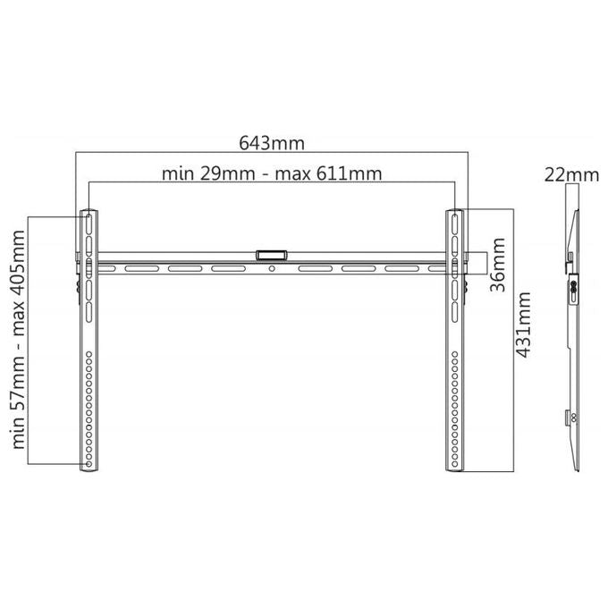 Nuova Video Suono Supporto Lcd - Fisso 50kg - Nero - per Lcd-plasma fino 63'' e 55kg, Extraslim 8mm