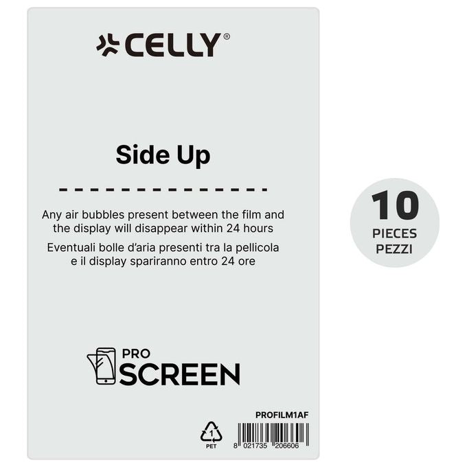 Celly PROFILM10AF Pellicola Proteggischermo Trasparente Universale 10 Pezzi in PET con Trattamento Anti-impronte colore Trasparente