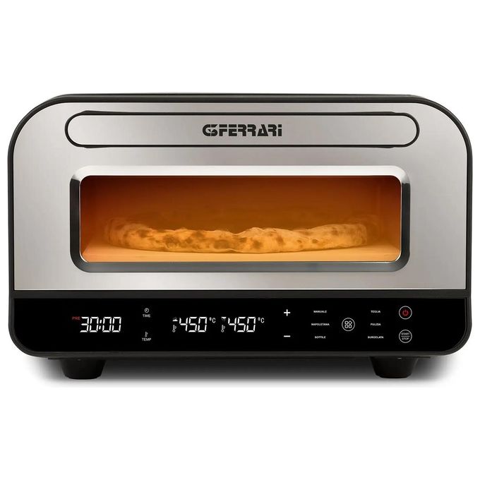G3 Ferrari G10204 Pizza Pro 2 Minuti Forno Pizza Elettrico 1850W 450°C 6 Programmi Pietra Refrattaria 32x32 cm Pareti Fredde colore Grigio
