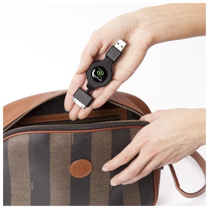 Retrak Cavo iPod e iPhone Usb 2.0 Syn-charge Retrattile Nero