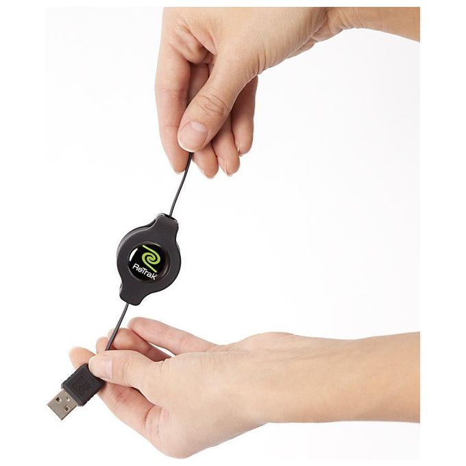 Retrak Cavo iPod e iPhone Usb 2.0 Syn-charge Retrattile Nero