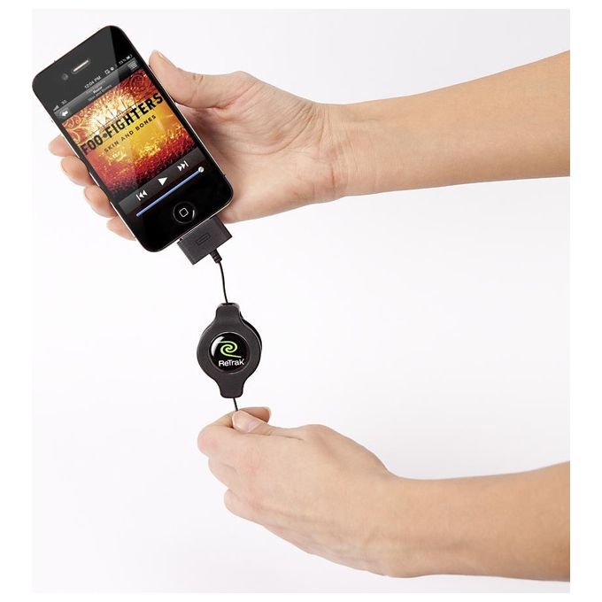 Retrak Cavo iPod e iPhone Usb 2.0 Syn-charge Retrattile Nero