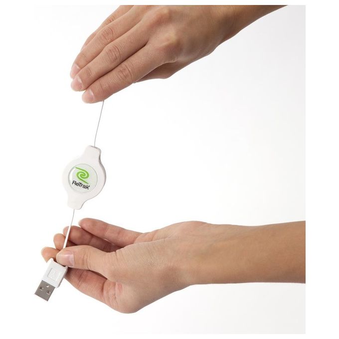 Retrak Cavo iPod e iPhone Usb 2.0 Retrattile Syn-charge Bianco