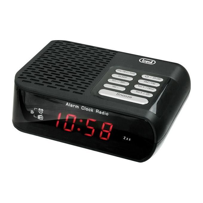 Trevi RC 827 D Radiosveglia AM-FM, Plastica, Nero, 14 x 4.4 x 11.4 cm