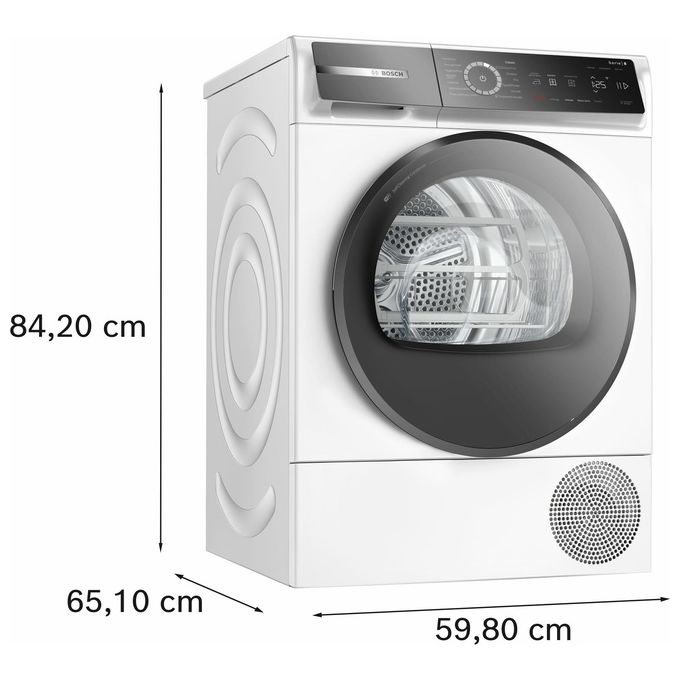 Bosch WQB245B0IT Serie 8 Asciugatrice Pompa di Calore 9 Kg Classe C Condensatore Autopulente Home Connect SmartDry (84x60x61 cm) colore Bianco
