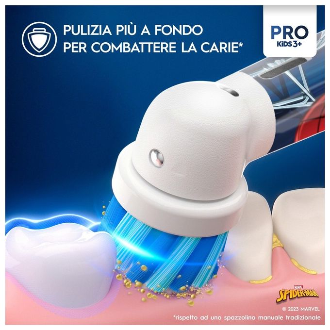 Braun Oral-B Vitality Pro Kids Spiderman Bambino Spazzolino Rotante-Oscillante Blu-Rosso