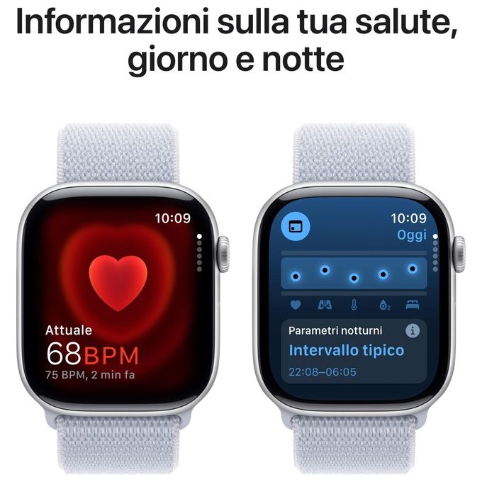 Apple MWWN3QL-A Watch Series 10 Smartwatch GPS 46mm Alluminio Sport Loop colore Argento Blu Nuvola
