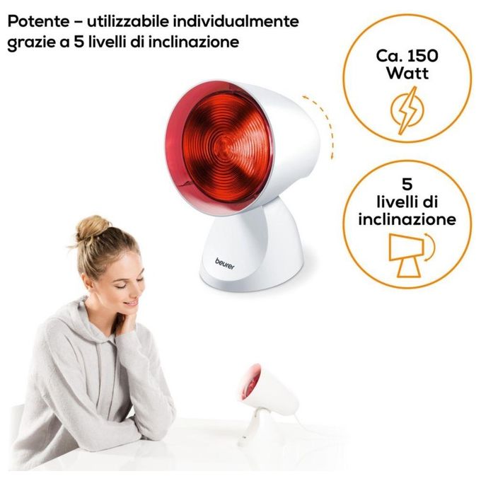 Beurer IL21 Lampada a Raggi Infrarossi 150W 5 Posizioni Dispositivo Medico colore Bianco