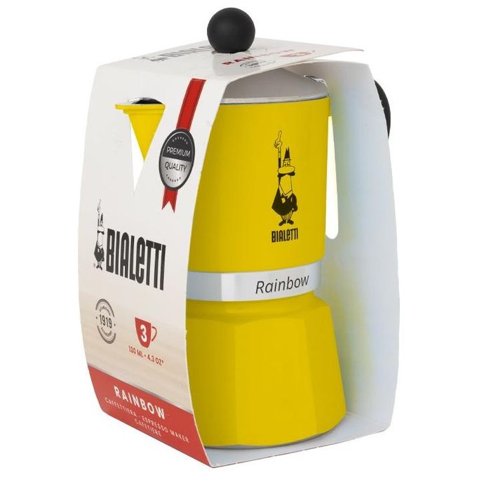 Bialetti Rainbow Caffettiera Colorata Alluminio Giallo 1 Tazza