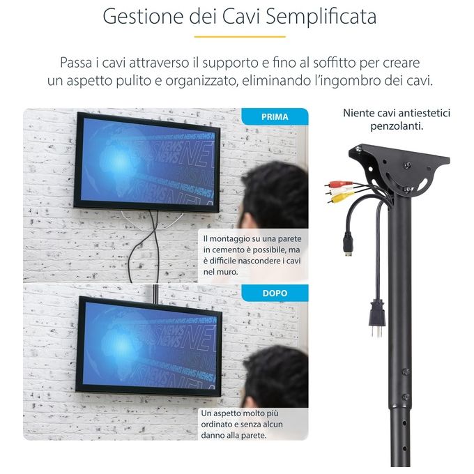 Startech Supporto da Soffitto Regolabile per Tv da 32'' a 70
