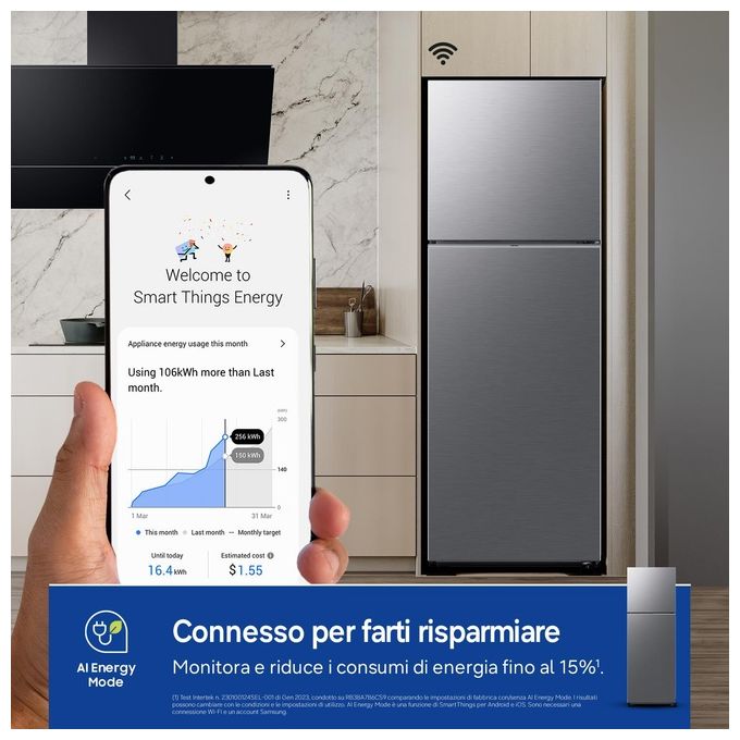 Samsung RT35CG5644S9ES EcoFlex AI Frigorifero Doppia Porta 348 L 171,5 cm Classe E 39 dB No Frost Wi-Fi colore Metallico