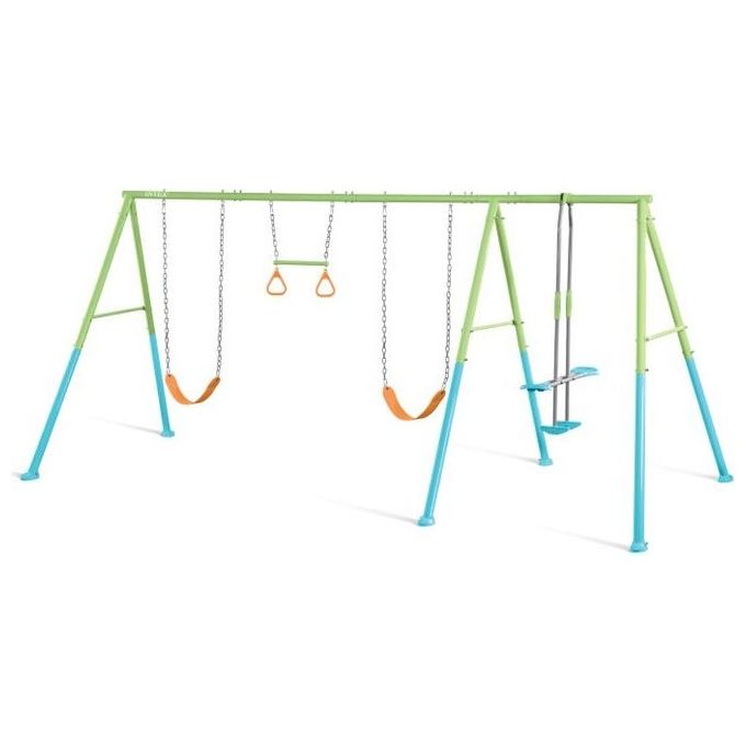 Intex 44130 Altalena Swing Set Colorata Due Seggiolini Dondolo e Trapezi 465x249x203 cm