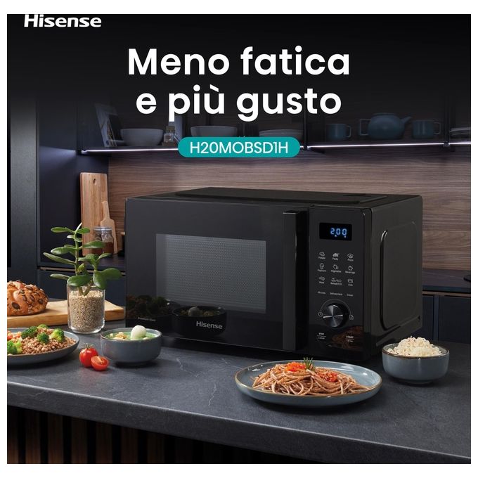 Hisense H20MOBSD1H Forno a Microonde Solo 20 L 700W 9 Programmi Rivestimento Ceramica colore Nero