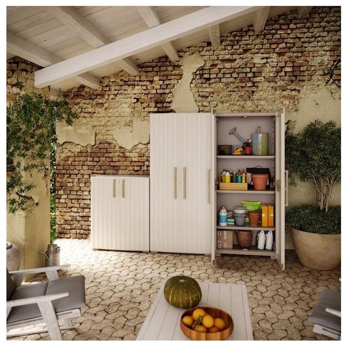 Keter Armadio Groove Alto 80x45x180H Design Funzionale ed Elegante per Organizzare Spazi Interni ed Esterni in Ogni Ambiente