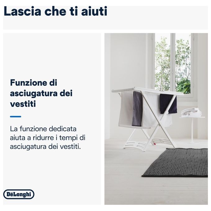 De'Longhi DEX210SF Tasciugo AriaDry Deumidificatore Portatile 10 L-24h fino a 45 m³ 36 dB Filtrazione 3 Azioni Asciugabiancheria colore Bianco