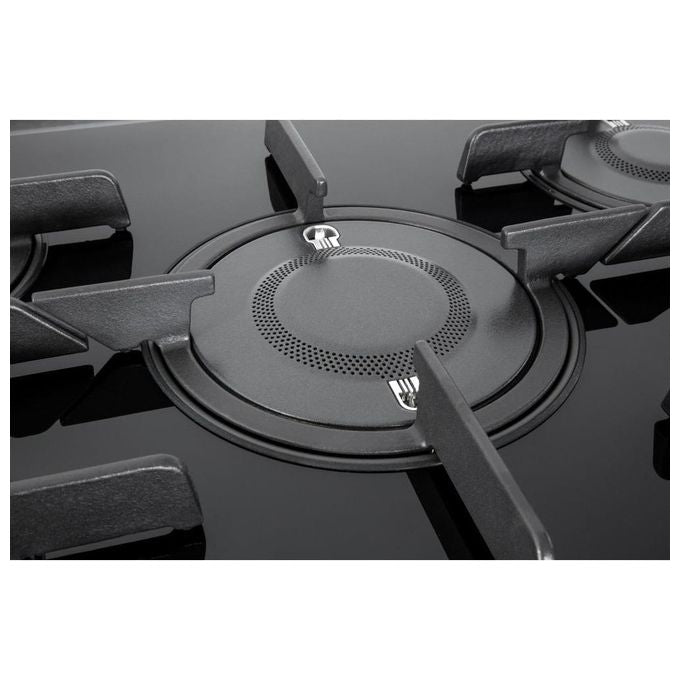 Hotpoint Ariston FTGHG 751 D-HA(BK) Piano Cottura a Gas in Vetro Temperato 5 Fuochi Griglie in Ghisa 75 cm Nero