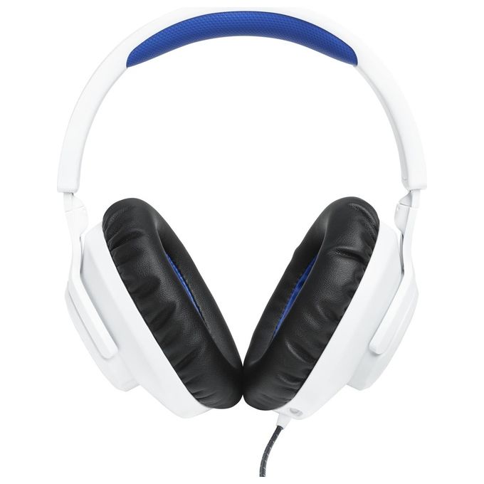 JBL JBLQ100PWHTBLU Quantum 100P Cuffie Gaming Over Ear con Filo Microfono Boom Rimovibile Audio 3D PS5 PS4 PC colore Bianco e Blu