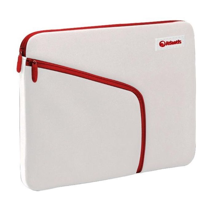 Atlantis Borsa notebook Tablet 7'' Philo-Bianco+zip Rossa-tasca Laterale